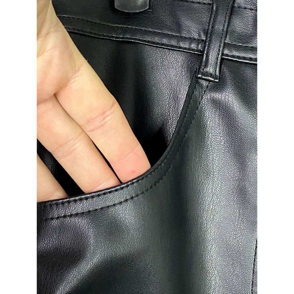 ZARA Wide Leg High Rise Faux Leather Edgy Moto Biker Full Length Pants M Black - Picture 11 of 16
